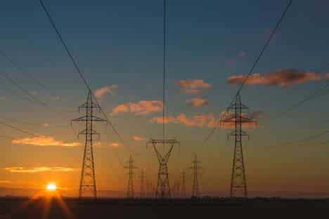 Electrical Towers with a sunset.